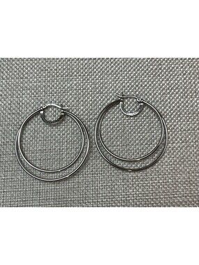 Simone L Smith Sterling Silver Large Double Hoop Earrings